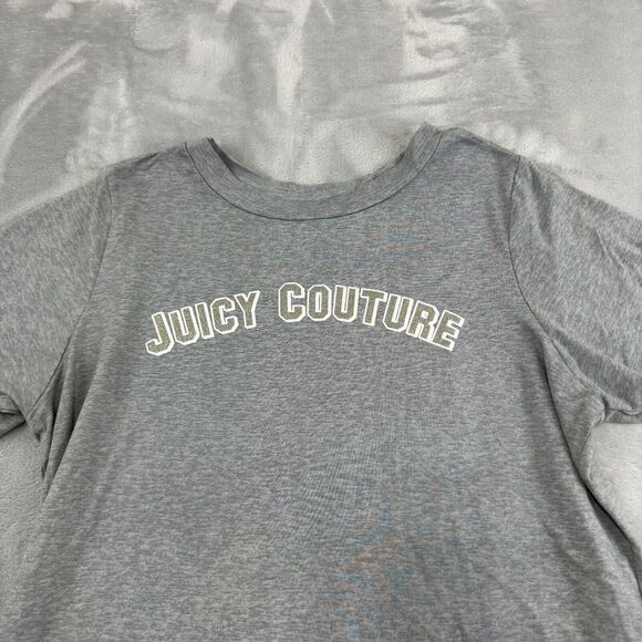 Juicy Couture Shirt Womens Medium Heather Grey Crew Neck Tee Glitter Super Soft - Picture 4 of 9
